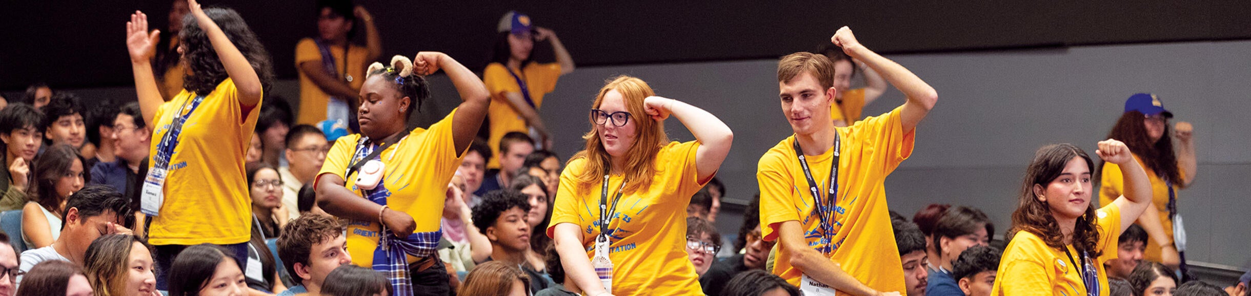 Highland Orientation Leaders getting incoming student fired up